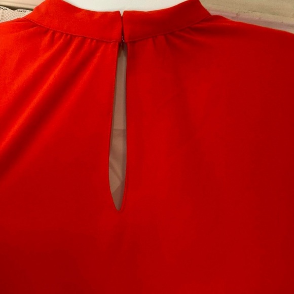 Ann Taylor Elegant Red Women's Blouse with Slit and High Neck XSP - Picture 2 of 4